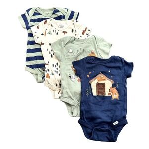 Gerber Baby 4-Piece Bear Wilderness Bodysuits in Green/Blue, Size 0-3M​​​​​​